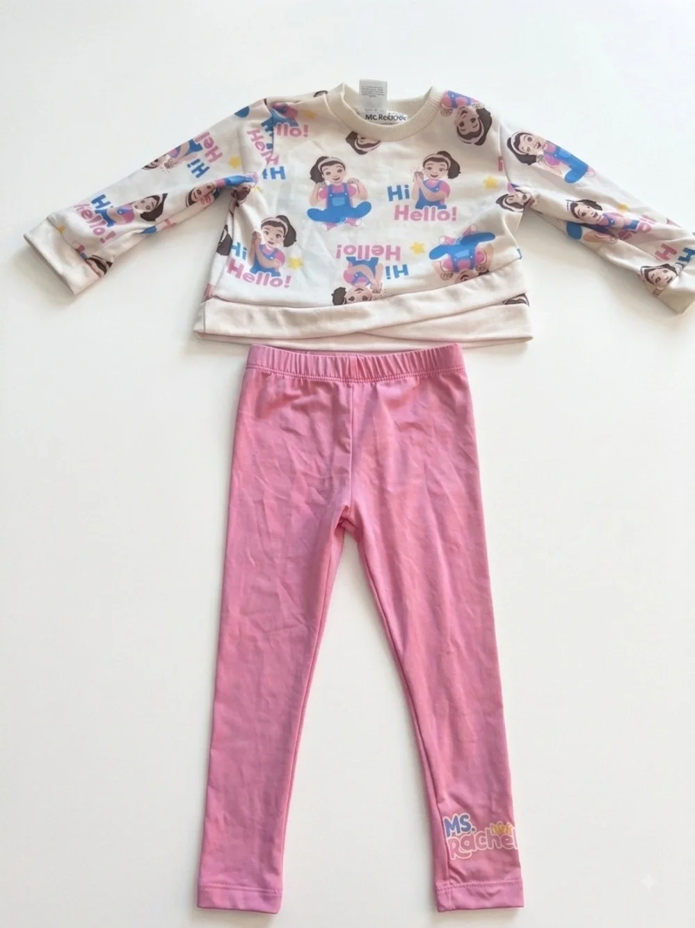 Kids Pink Character Pajama Set - Long Sleeve Top & Leggings